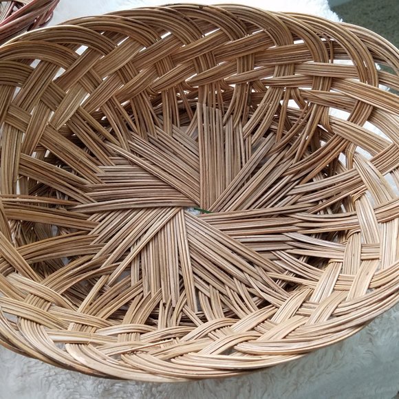 Vintage Woven Basket Lot Wicker Rattan Grass Boho - Picture 6 of 9